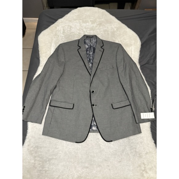 New Van Heusen Mens Cotton White Black Sport Blazer Jacket Size 46R Paisley Line